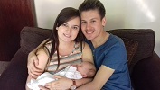 Kirsty Bramwell & Luke Baker with their newborn son, Ethan Matthew Baker, May 2018
